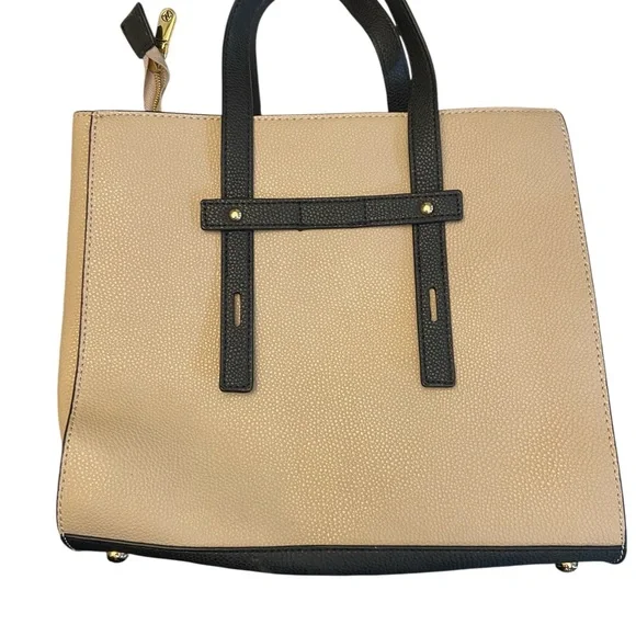 Adrienne Vittadini Black and Tan Pebble Tote Bag - Picture 2 of 5